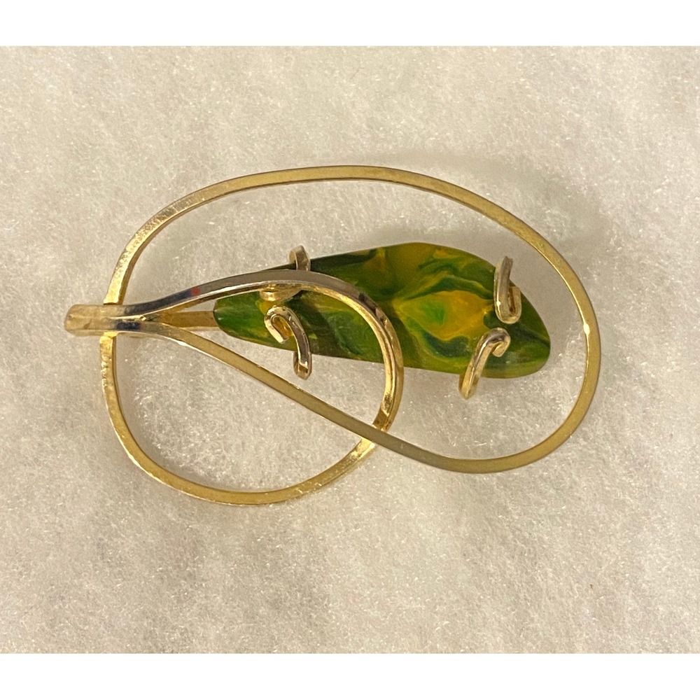Mid Century Modern Green Bakelite Pin